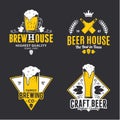 Vector white and yellow vintage beer logo, icons and design elem