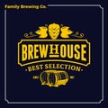 Vector white and yellow vintage brew house logo