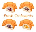 Vector whole croissant and sliced croissant icons