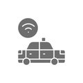 Vector Wi-Fi car, taxi wireless gray icon.