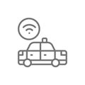 Vector Wi-Fi car, taxi wireless line icon.
