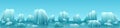 Vector wide web banner illustration of arctic landscape with icebergs and mountains. Winter panorama background. Royalty Free Stock Photo