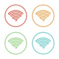 Vector Wifi Icon Circles Set In Multiple Color