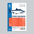 Vector wild Alaskan pink salmon packaging design