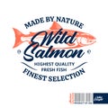 Vector wild alaskan salmon vintage logo Royalty Free Stock Photo