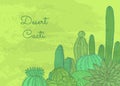 Vector wild cacti plants with place for text