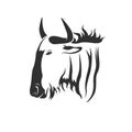 Vector of a wildebeest head on white background.