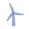 Vector windmill icon. Power generator on cartoon style on white isolated background