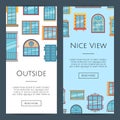 Vector window flat icons web banners illustration Royalty Free Stock Photo