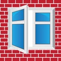 Vector windows, brick wall Royalty Free Stock Photo