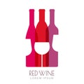 Vector Wine Bottles And Glass, Negative Space Logo Design