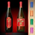 Vector wine bottles mockup with your label here