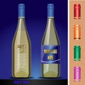 Vector wine bottles mockup with your label here