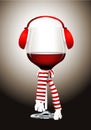 Vector of Wine glass with earmuffs and scarf