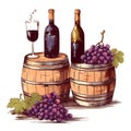 Vector wine harvest products, press, grapes icon eps10. Vector vineyards corkscrews glasses bottles in vintage style