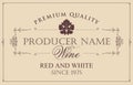 Vector wine label with vine leaf