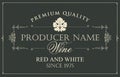 Vector wine label with vine leaf