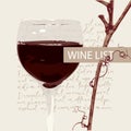 Vector wine list with glass od red wine and vine Royalty Free Stock Photo