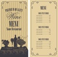 Vector wine menu with price list and still life Royalty Free Stock Photo