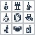 Winery related icons over white