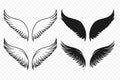 Vector Wing Icon Set. Vintage Angel Wings Silhouette, Icons, Logo Design Template, Clipart Collection. Cupid, Bird Wings Royalty Free Stock Photo