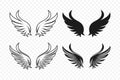 Vector Wing Icon Set. Vintage Angel Wings Silhouette, Icons, Logo Design Template, Clipart Collection. Cupid, Bird Wings Royalty Free Stock Photo