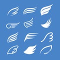 Vector wings icon set. Bird or angel wing silhouette illustration design feather Royalty Free Stock Photo