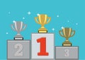 Vector winners podium with trophy cups Royalty Free Stock Photo