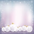 Vector winter background with beautiful various Chritsmas balls and snowflakes, Elegant Christmas background with snowflakes and