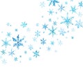Vector winter background with hand drawn watercolor snow and snowflakes on white