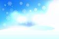 Vector Winter Background with Snowdrifts, Blue Sky and Snowflakes. Merry Christmas and Happy New Year Design Elements Royalty Free Stock Photo