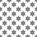 Vector Winter Cute Snowflakes Seamless Pattern. Christmas hand drawn black snow print on white background. New year Royalty Free Stock Photo