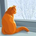 Vector Winter dreams red cat
