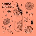 Vector winter drinks sketch