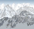 Vector winter himalayan karakoram mountains