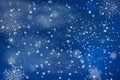 Vector winter holiday shine blurred background with snowflakes, trees, falling snow. Royalty Free Stock Photo