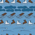 Vector winter horizontal pattern in blue and brown