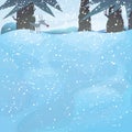 Vector winter landscape with pine trees Royalty Free Stock Photo