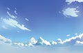 Vector winter landscape sky clouds. Sunny day. Anime style.