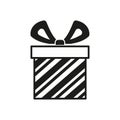 Vector winter logo design. Black and whiter Christmas box with git icon