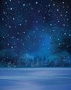 Vector winter night scene. Royalty Free Stock Photo