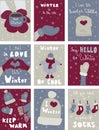 Winter Poster. Clothes postcard. Season lettering. Royalty Free Stock Photo