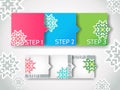 Vector winter progress steps / arrow stickers set Royalty Free Stock Photo