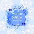 Vector Winter Sale Banner, Paper Art Style Snowflakes, Light Blue Background, Liquid Abstract Dynamic Shapes.