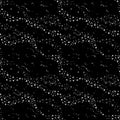 Vector winter seamless background with blizzard, snowfall. Hand drawn white flying snowflakes isolated on black Royalty Free Stock Photo