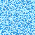 Vector Winter seamless pattern. Flower roses hand drawing white illustration isolated on blue background. Royalty Free Stock Photo