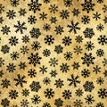 Vector Winter Snowflakes Golden Seamless Pattern. Christmas hand drawn snow print on shiny yellow gold foil background