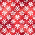 Vector Winter Snowflakes Red Metallic Seamless Pattern. Christmas hand drawn white snow print on red foil background. New year Royalty Free Stock Photo