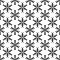 Vector Winter Snowflakes Seamless Pattern. Christmas hand drawn black snow print on white background. New year geometric Royalty Free Stock Photo