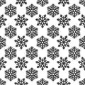 Vector Winter Snowflakes Seamless Pattern. Christmas hand drawn black snow print on white background. New year Royalty Free Stock Photo